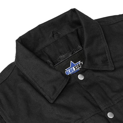 BSM1512 Snap/Zipper Front Denim Vest- Black