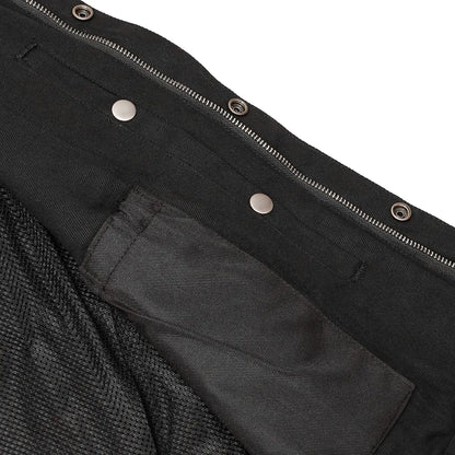 BSM1512 Snap/Zipper Front Denim Vest- Black