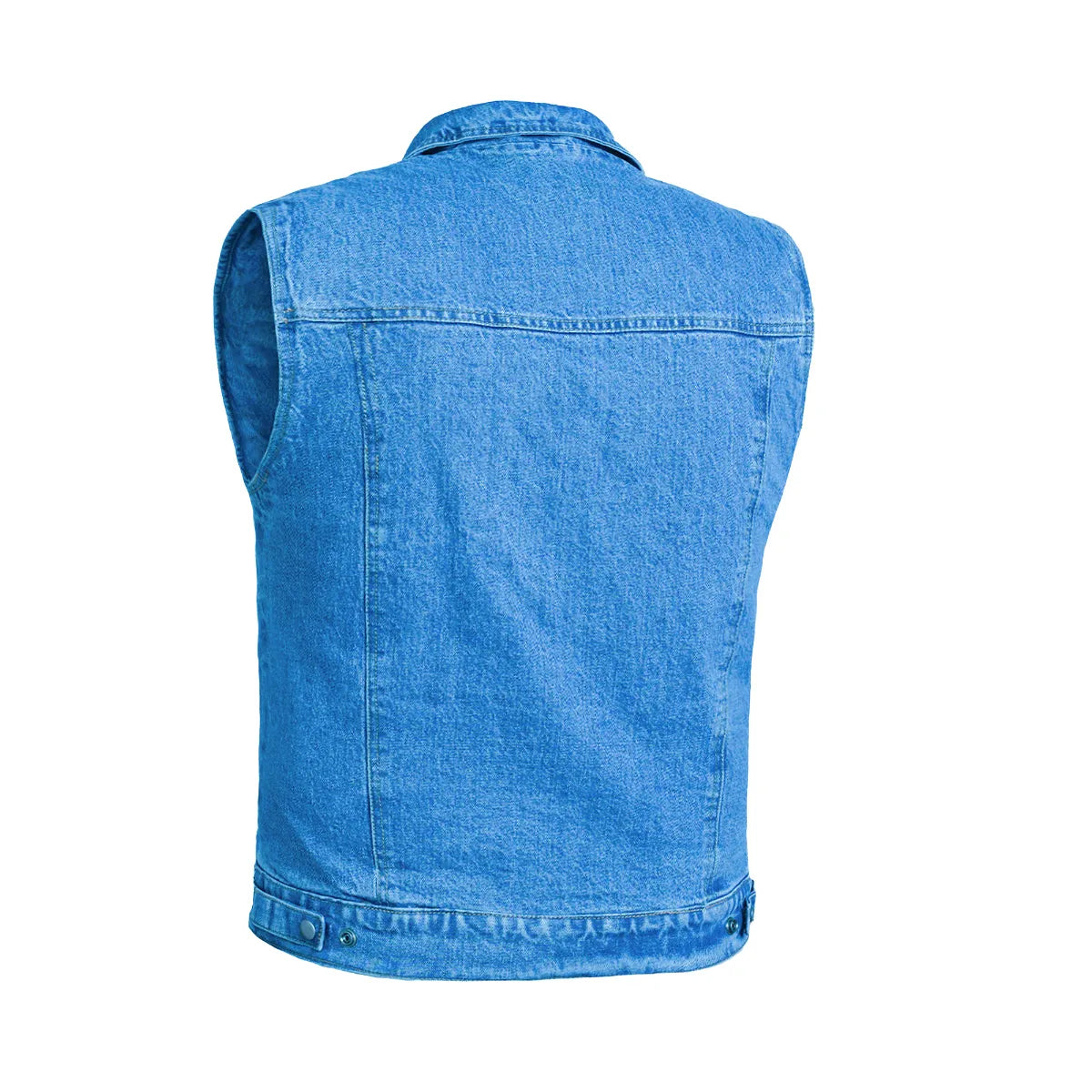 BSM1510 Snap/Zipper Front Denim Vest- Blue