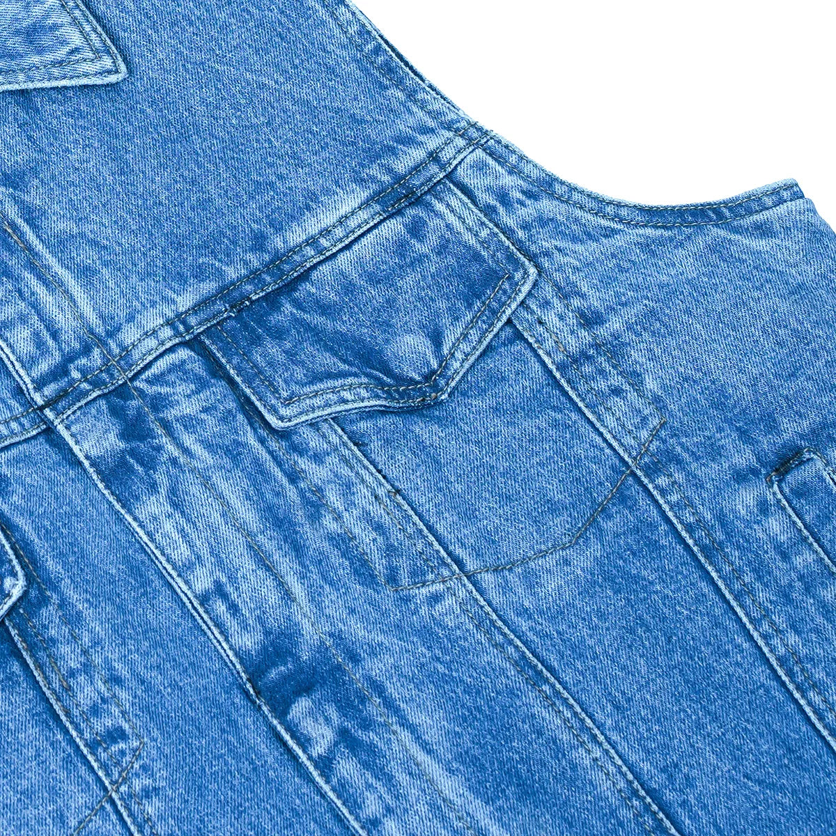 BSM1510 Snap/Zipper Front Denim Vest- Blue