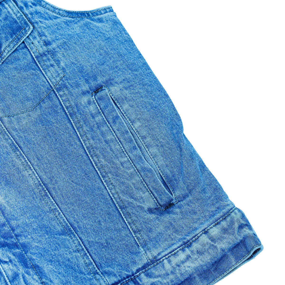 BSM1510 Snap/Zipper Front Denim Vest- Blue