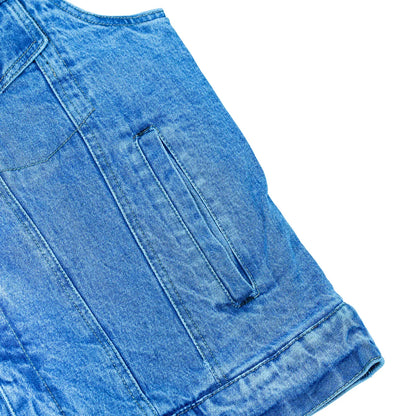 BSM1510 Snap/Zipper Front Denim Vest- Blue