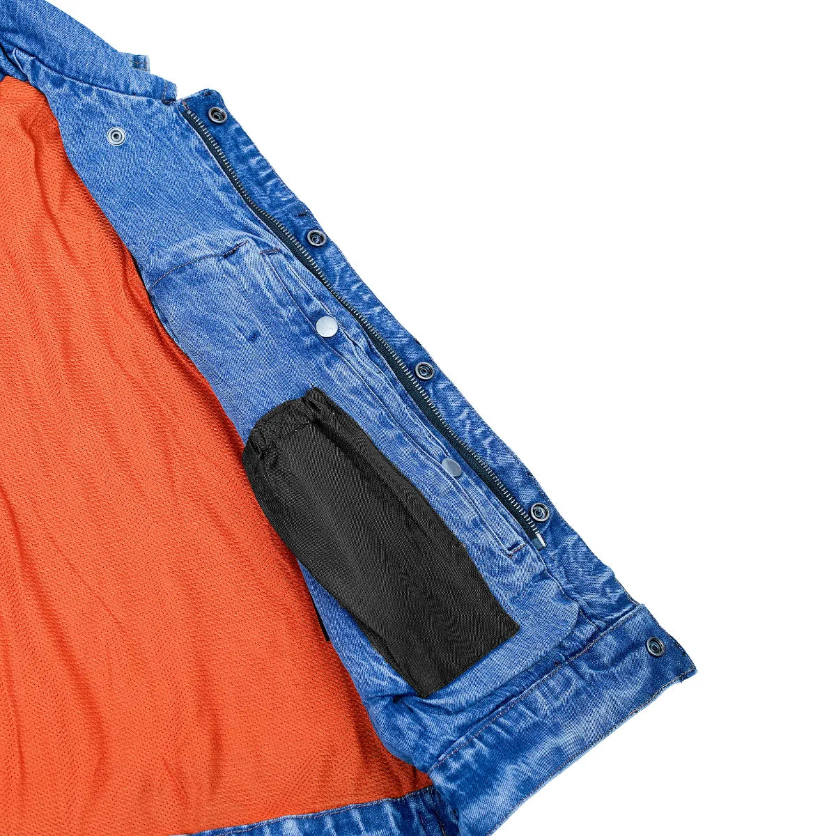 BSM1510 Snap/Zipper Front Denim Vest- Blue