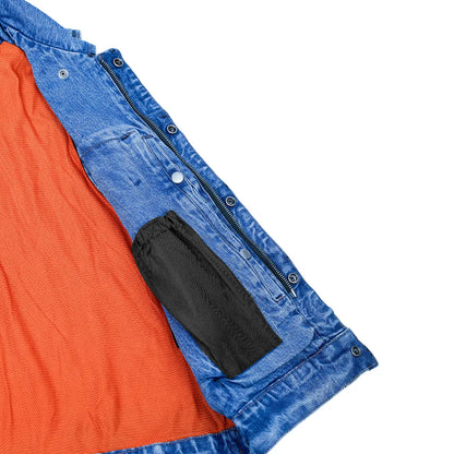 BSM1510 Snap/Zipper Front Denim Vest- Blue
