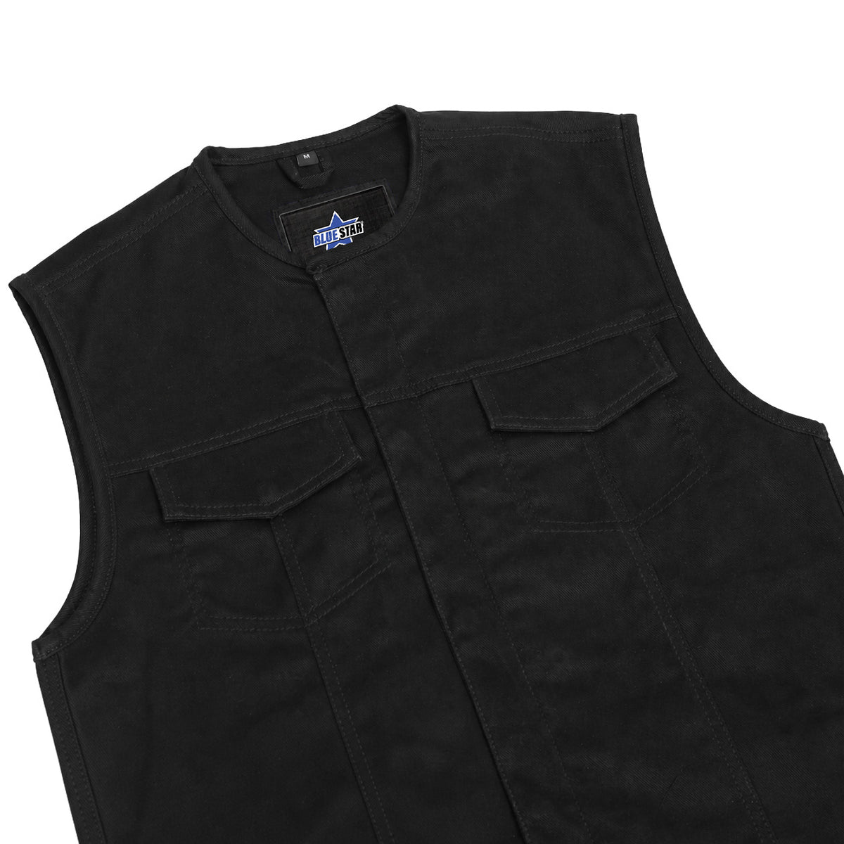 BSM1536 Concealed Snaps, Denim Material, Hidden Zipper, w/o Collar