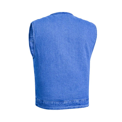 BSM1538 Concealed Snaps, Denim Material, Hidden Zipper, w/o Collar