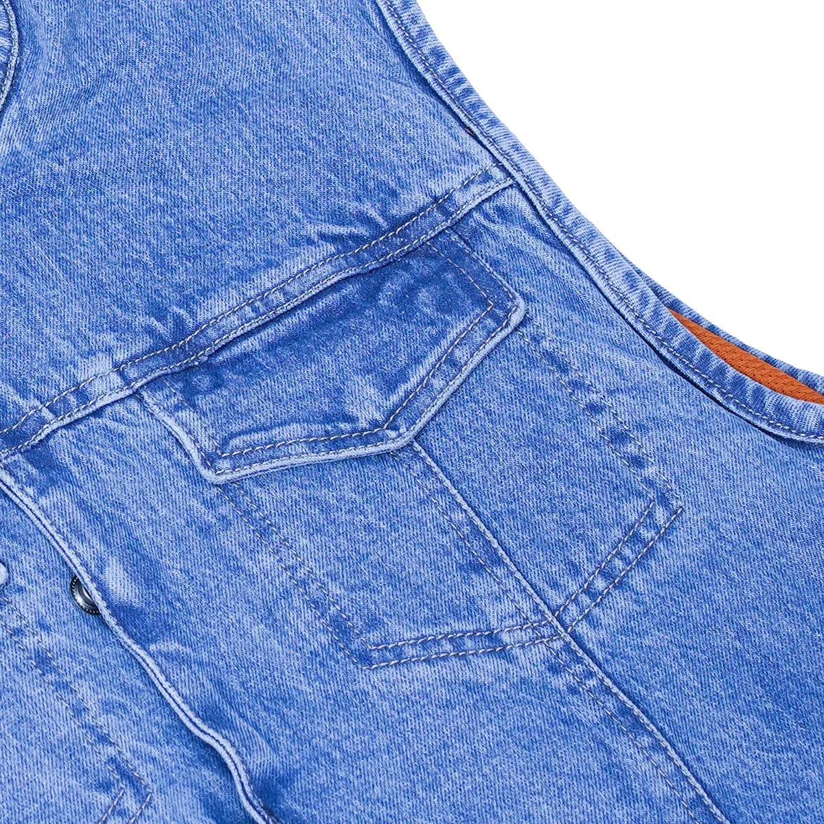 BSM1538 Concealed Snaps, Denim Material, Hidden Zipper, w/o Collar