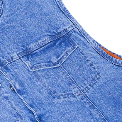 BSM1538 Concealed Snaps, Denim Material, Hidden Zipper, w/o Collar