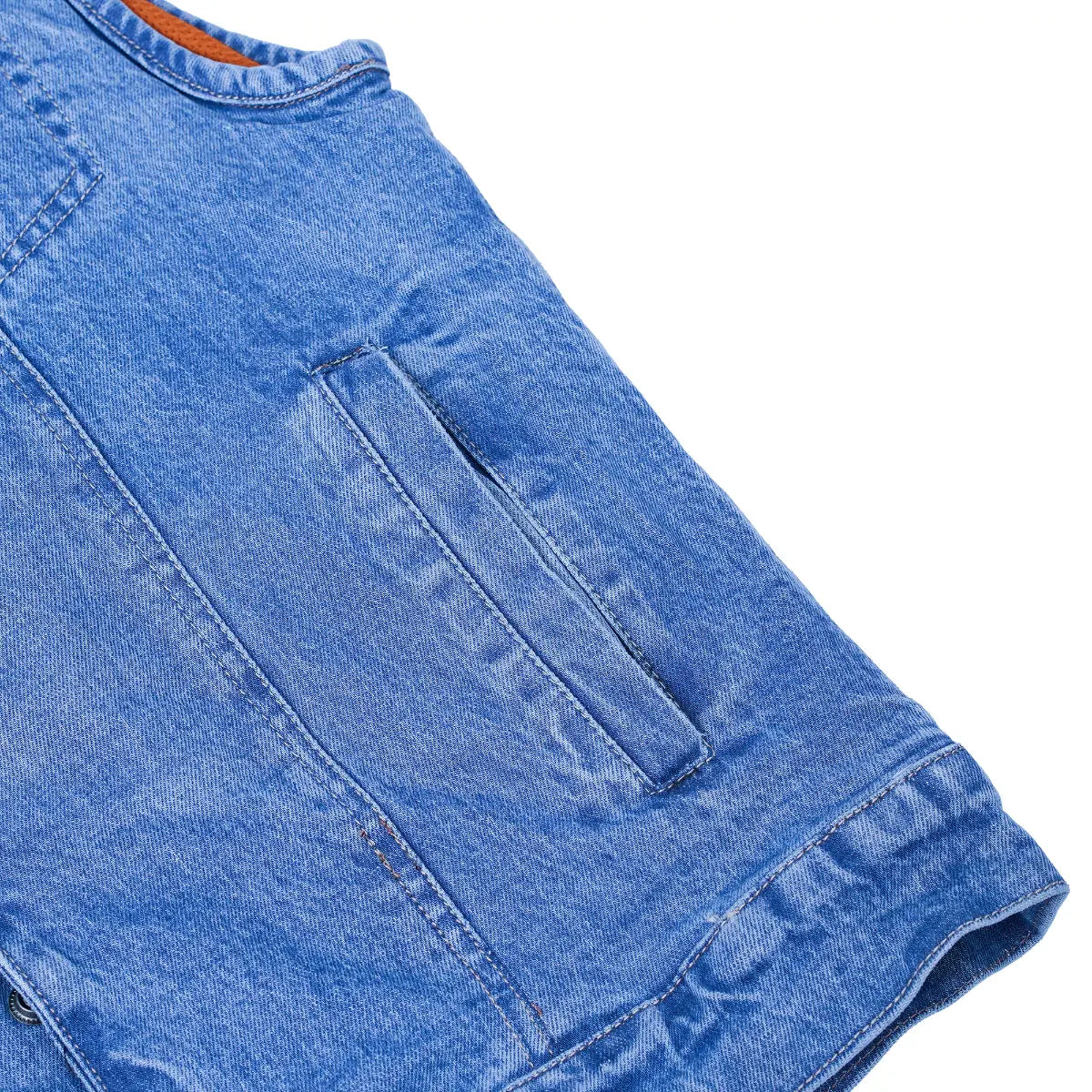 BSM1538 Concealed Snaps, Denim Material, Hidden Zipper, w/o Collar