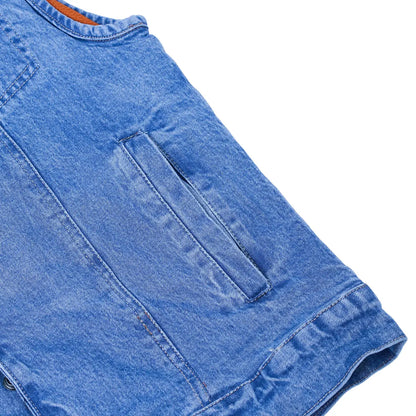 BSM1538 Concealed Snaps, Denim Material, Hidden Zipper, w/o Collar