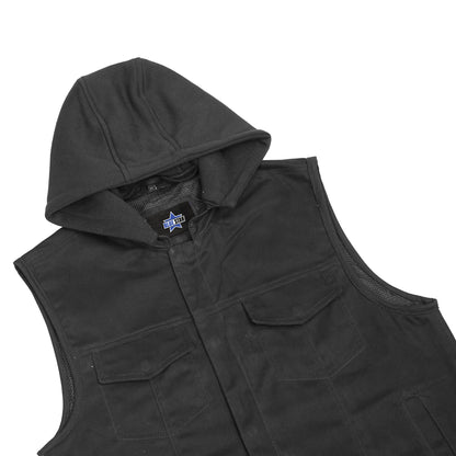 BSM1565 Men's Black Denim Single Back Panel Concealment Vest w/Rem