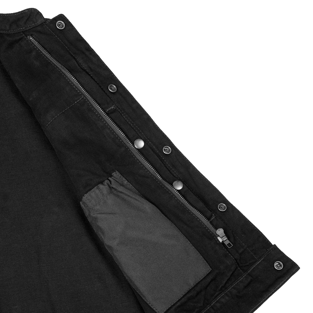 BSM2529 Women's Advance Side Laces Black Construction Denim Vest