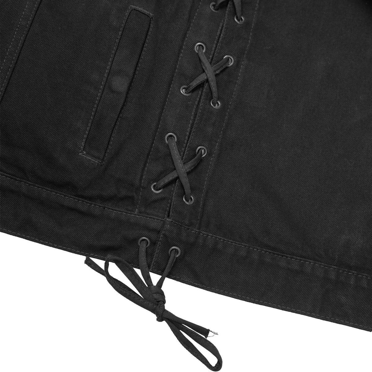 BSM2529 Women's Advance Side Laces Black Construction Denim Vest