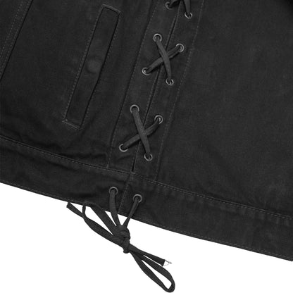 BSM2529 Women's Advance Side Laces Black Construction Denim Vest