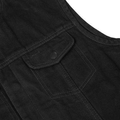 BSM2529 Women's Advance Side Laces Black Construction Denim Vest