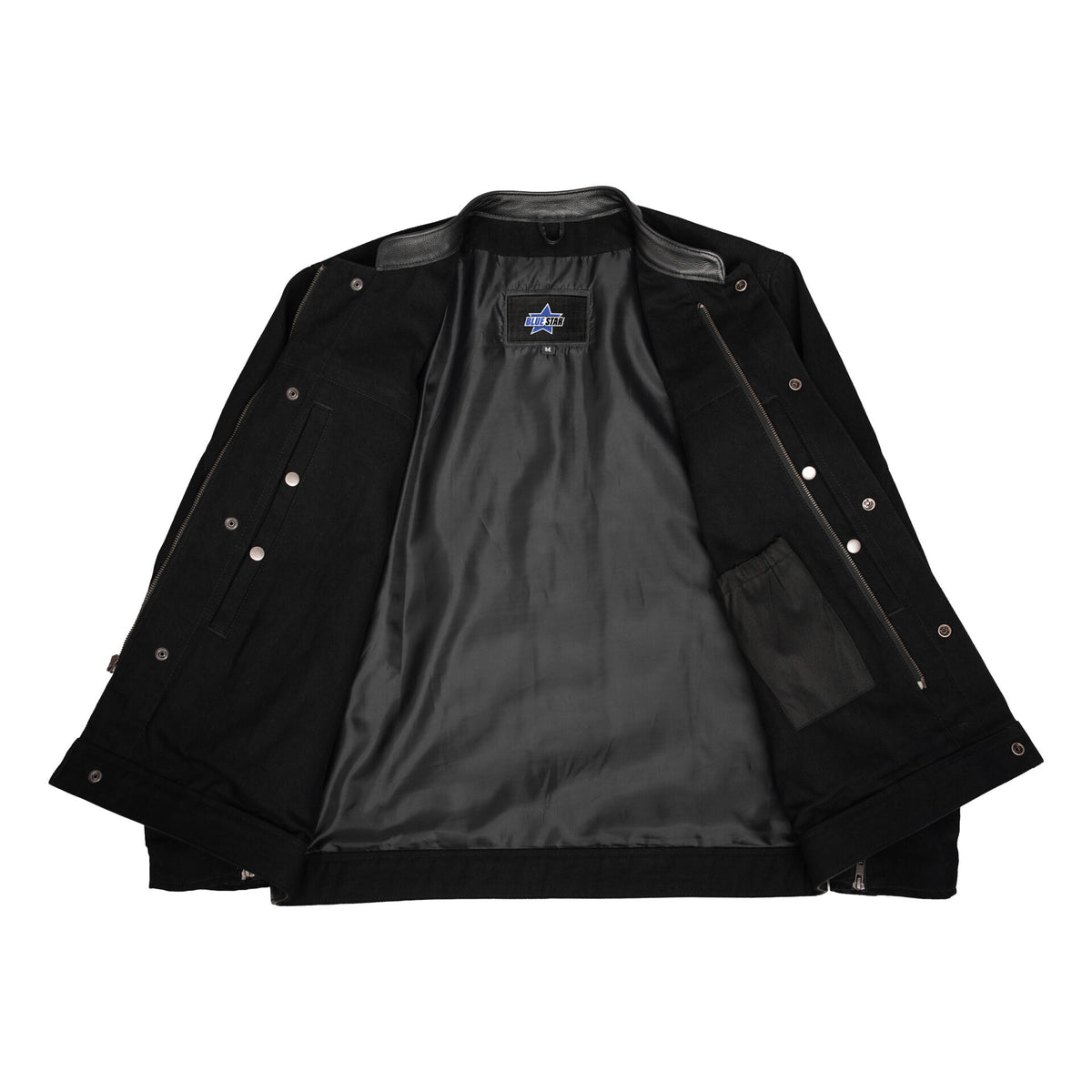 BSM1115 Men's Full Cut Denim Shirt W/Leather Trim