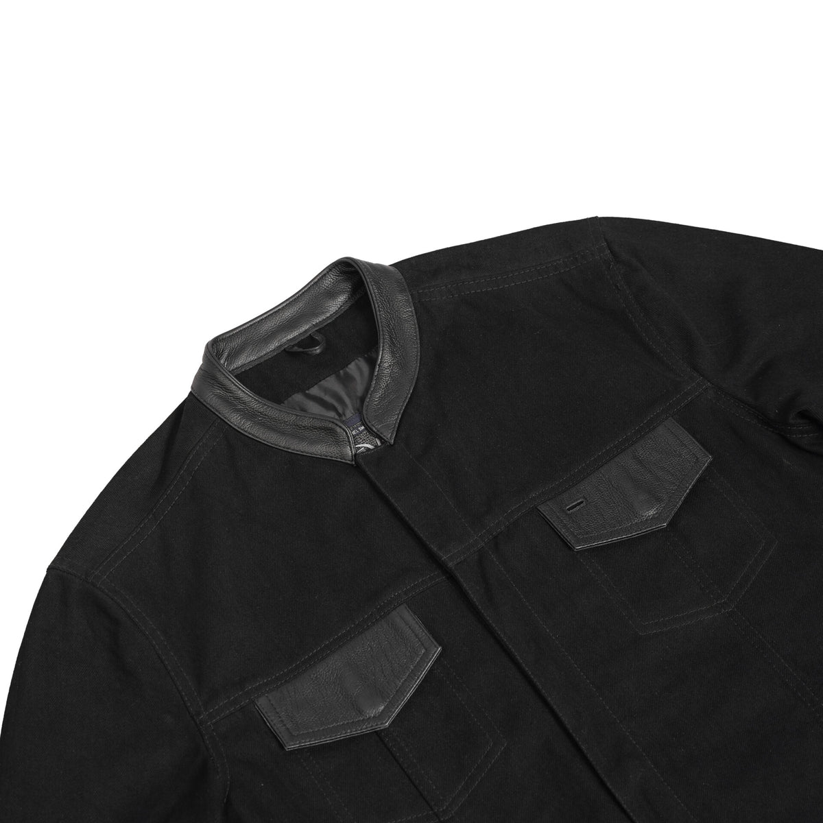 BSM1115 Men's Full Cut Denim Shirt W/Leather Trim