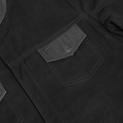 BSM1115 Men's Full Cut Denim Shirt W/Leather Trim