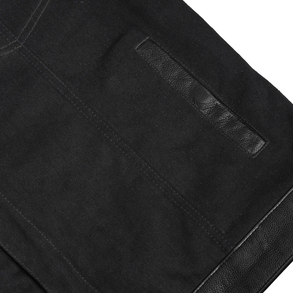 BSM1115 Men's Full Cut Denim Shirt W/Leather Trim