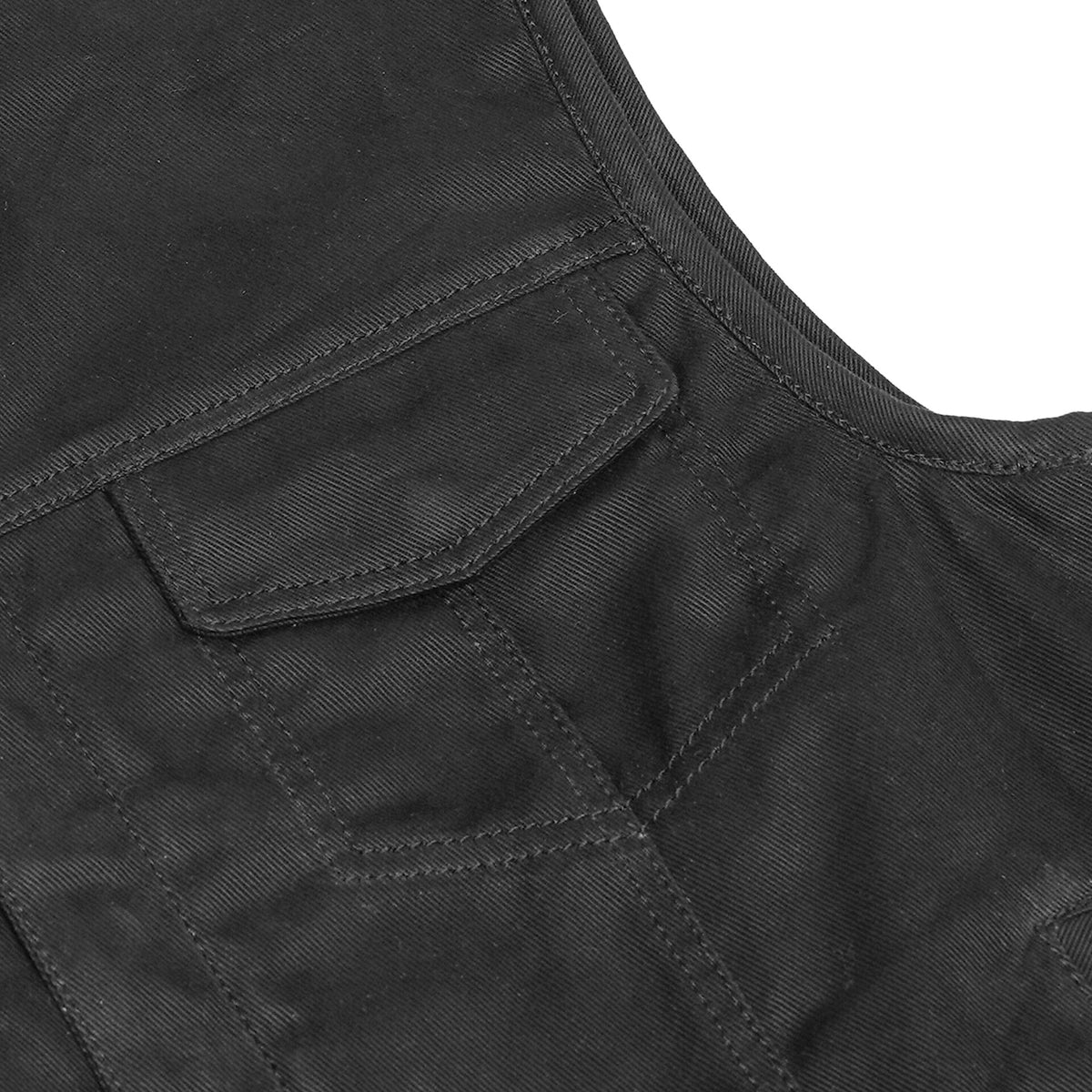 BSM1532 Concealed Snap Closure, Denim Material, Scoop Collar & Hidden