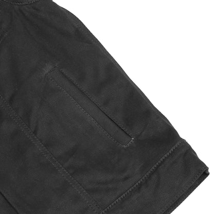 BSM1532 Concealed Snap Closure, Denim Material, Scoop Collar & Hidden