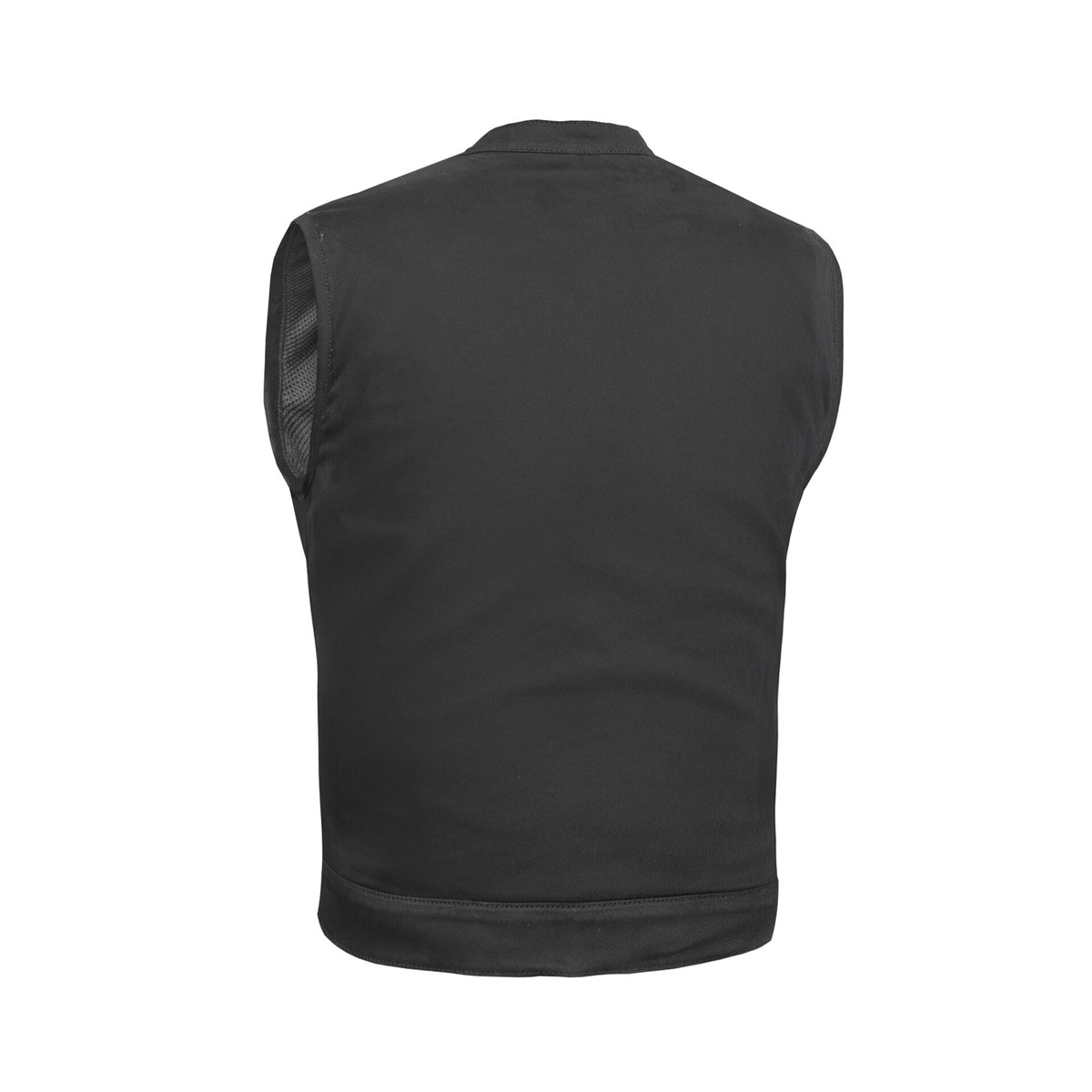 BSM1532 Concealed Snap Closure, Denim Material, Scoop Collar & Hidden
