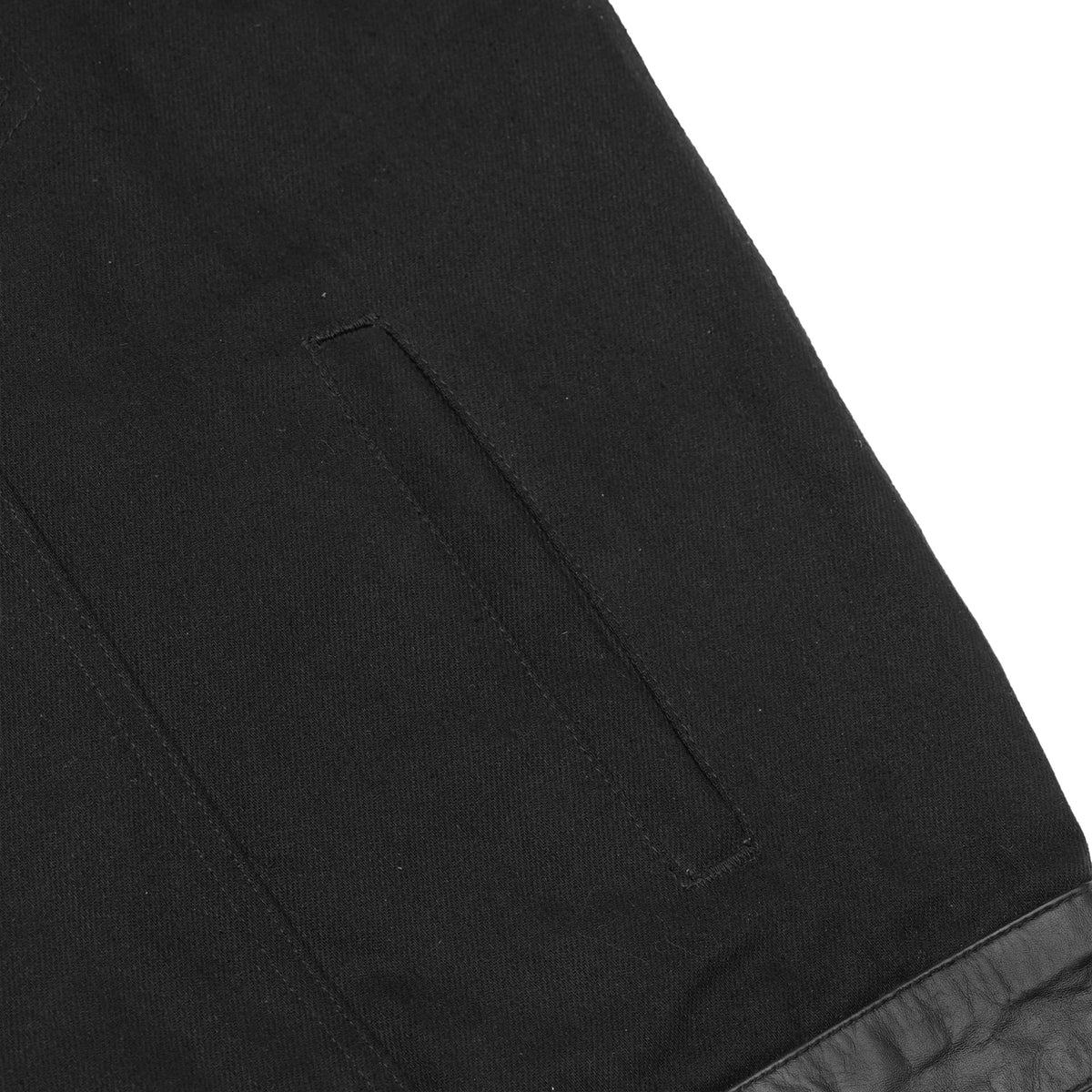 BSM1545 Men's Black Denim Single Panel Concealment Vest W/ Leather Trim