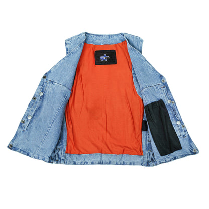 BSM2533 Women's Single Back Panel Concealed Carry Denim Vest - Blue