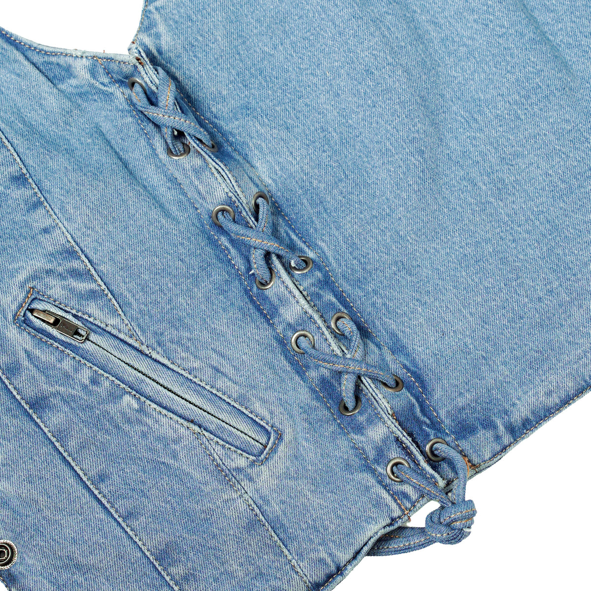 BSM2533 Women's Single Back Panel Concealed Carry Denim Vest - Blue
