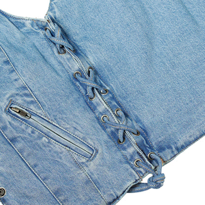 BSM2533 Women's Single Back Panel Concealed Carry Denim Vest - Blue