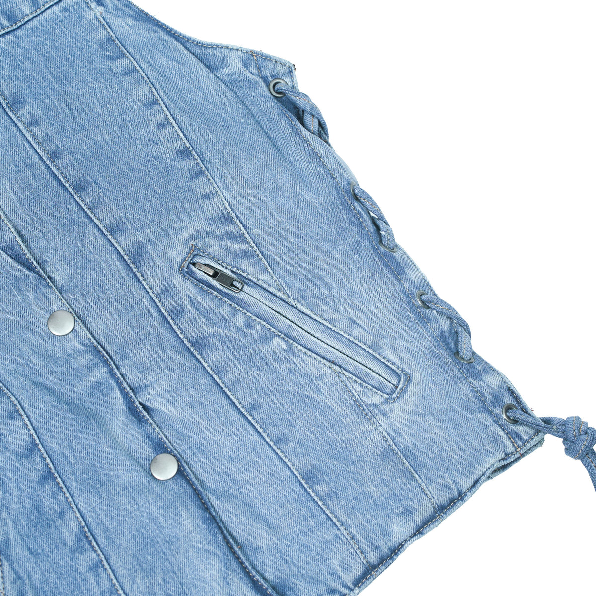 BSM2533 Women's Single Back Panel Concealed Carry Denim Vest - Blue