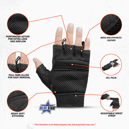 BSM3310 Synthetic Leather/ Mesh Fingerless Glove