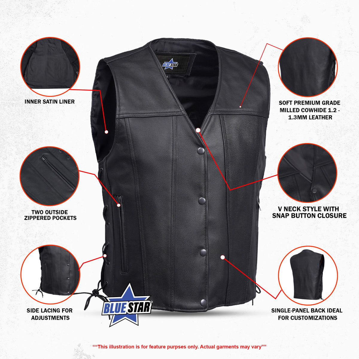 BSM1507 Men's Single Back Panel Concealed Carry Vest