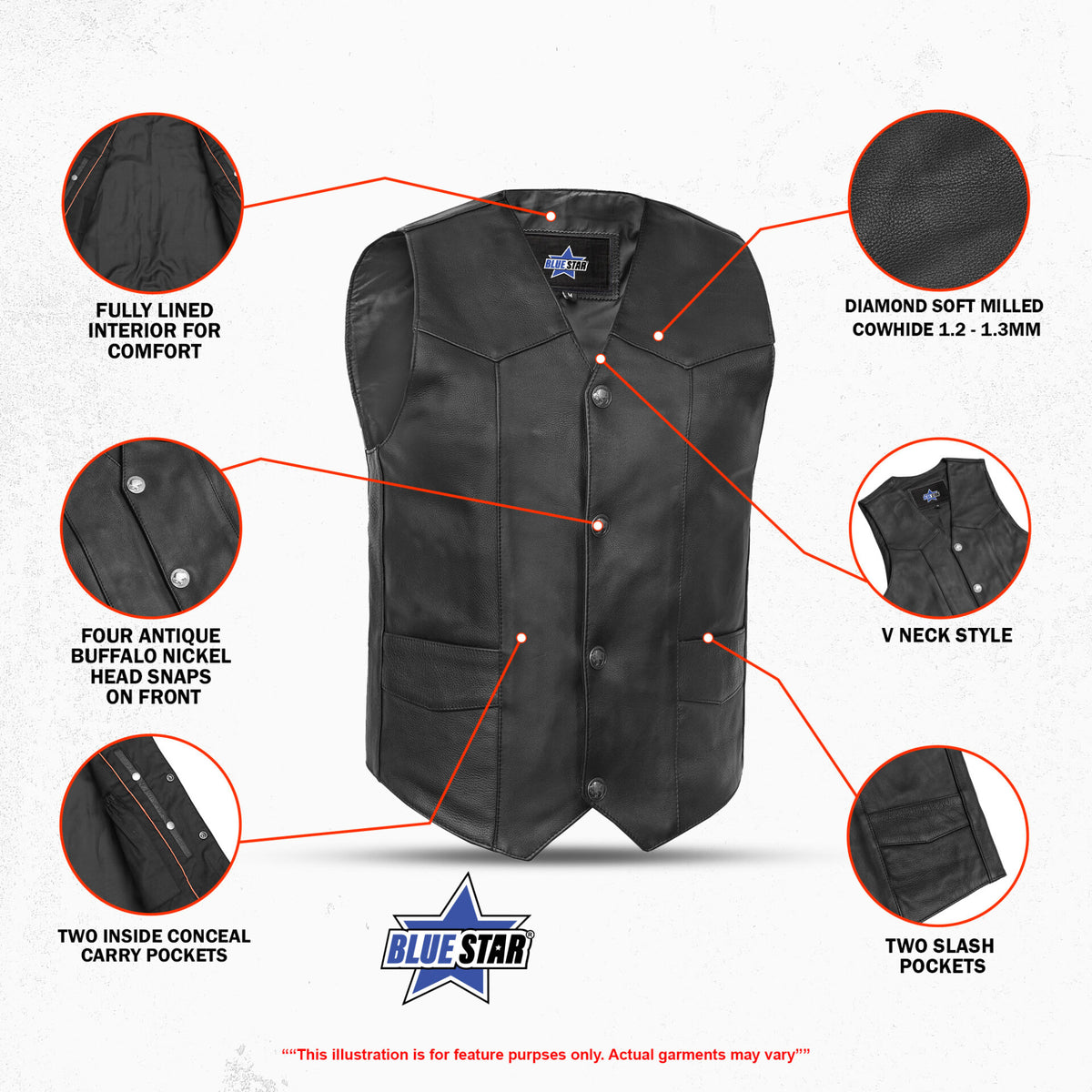 BSM1501 Men's Single Back Panel Concealed Carry Vest