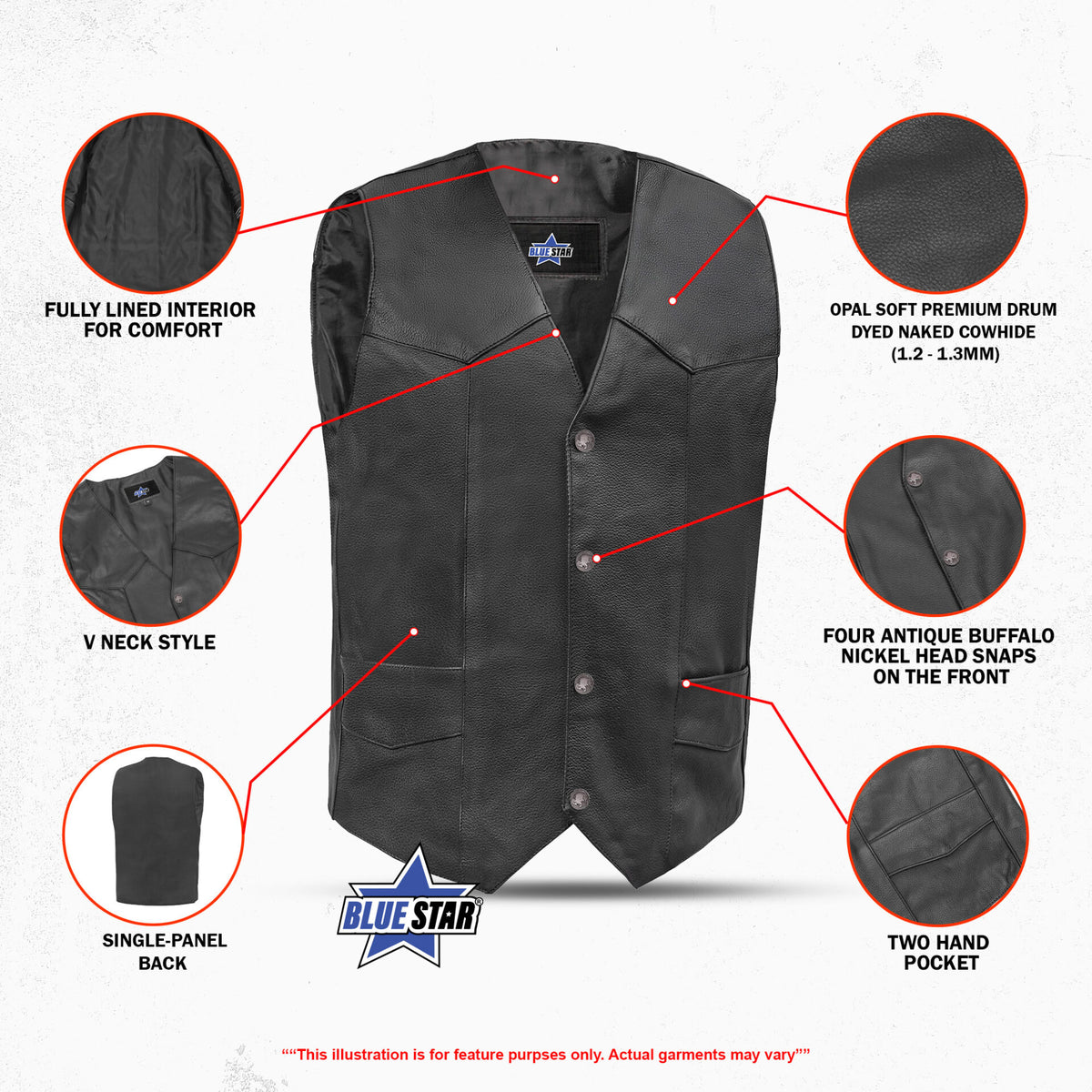 BSM1546 Advance Men's Buffalo Nickel Head Snap Vest
