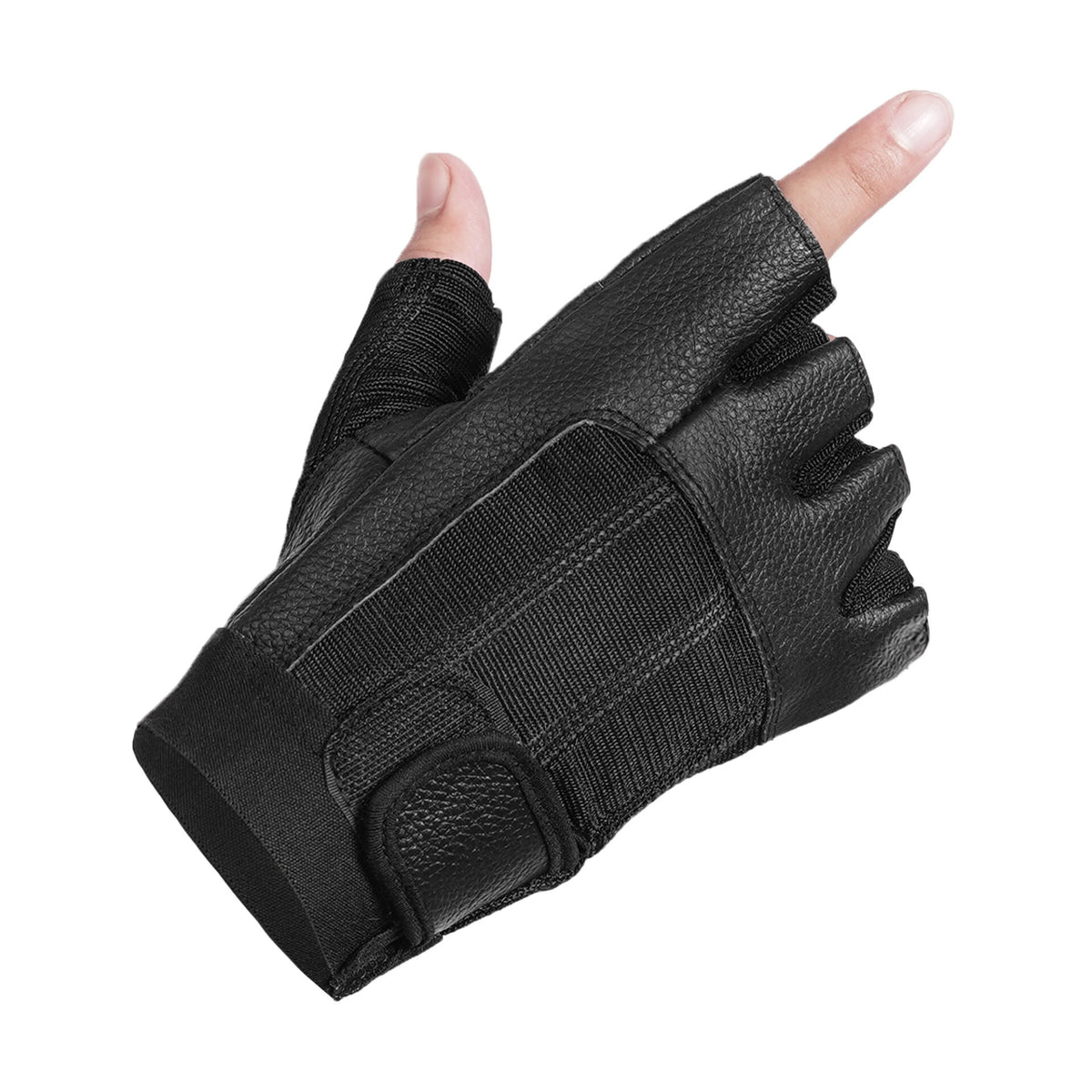 BSM3307 Leather / Mesh Fingerless Glove