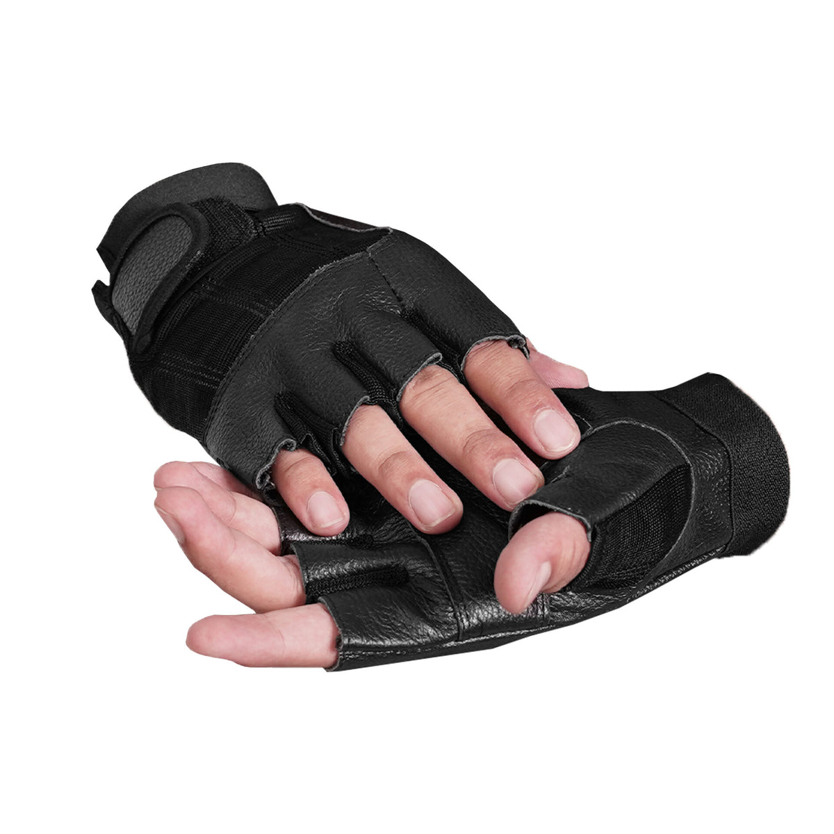 BSM3307 Leather / Mesh Fingerless Glove