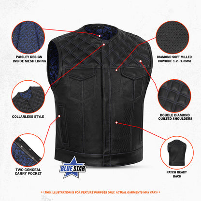 BSM5041 Mile Crusher Men’s Motorcycle Leather Vest