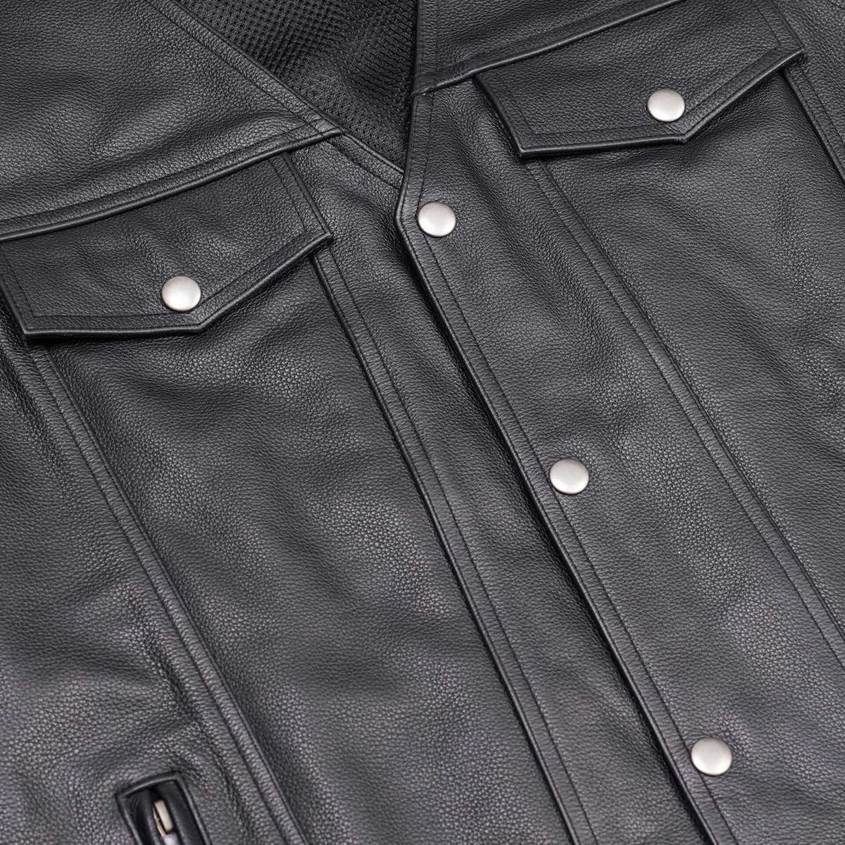 BSM1527 Men's Black Leather Vest with Side Laces and Gun Pockets