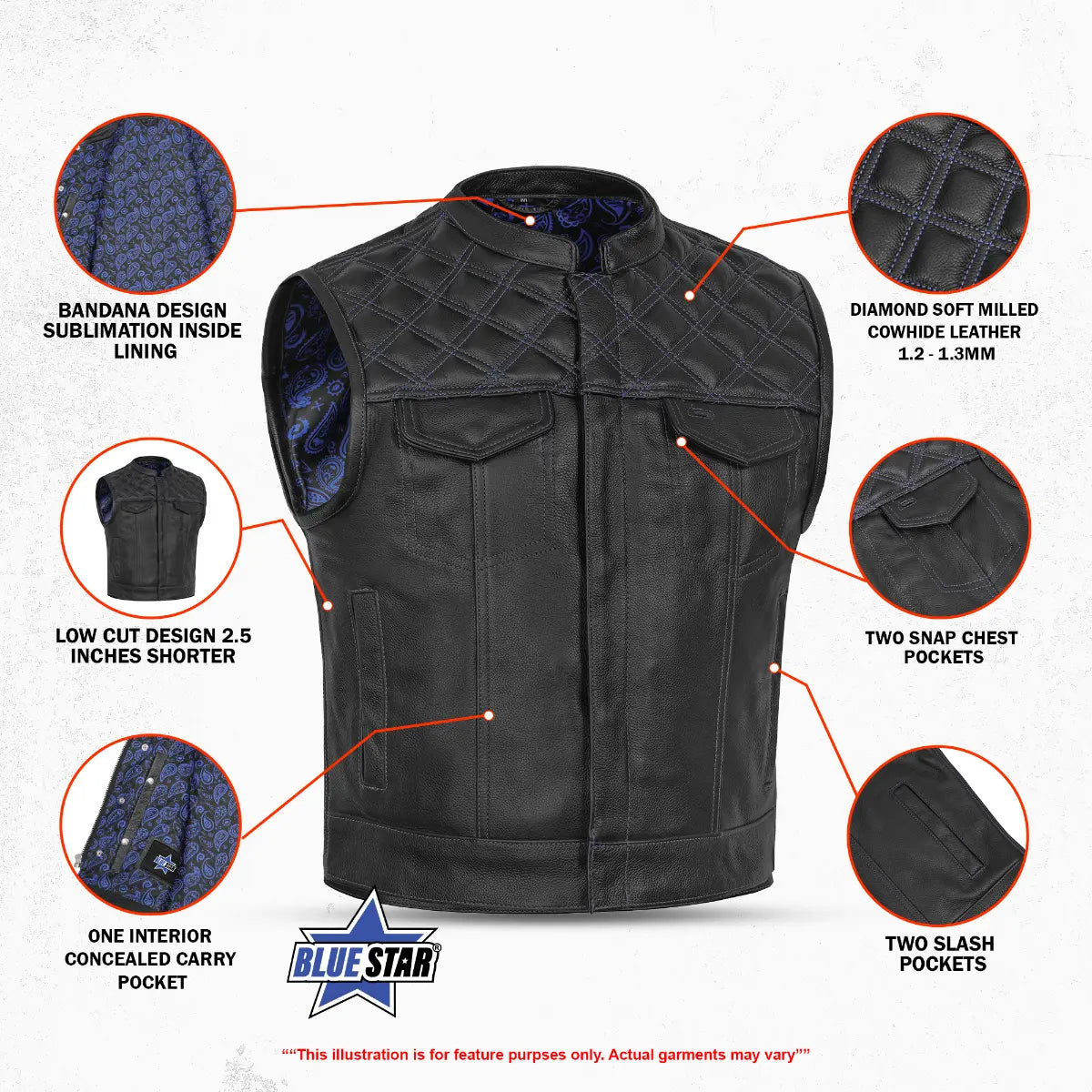 BSM00127 Odin Grim Men's Motorcycle Leather Vest
