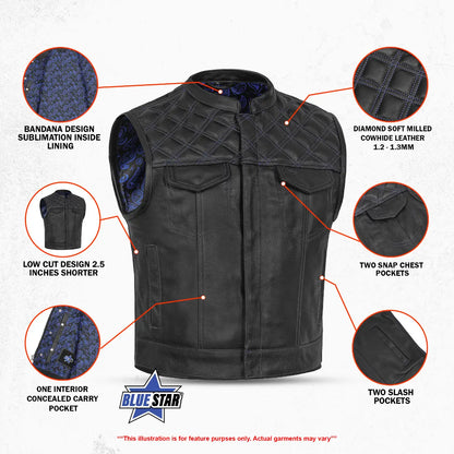 BSM00127 Odin Grim Men's Motorcycle Leather Vest