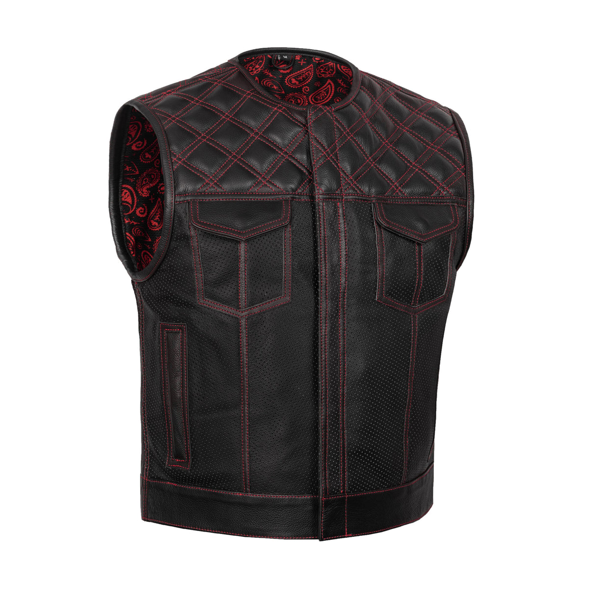 Canyonforge Men's Perforated Low Cut Motorcycle Leather Vest