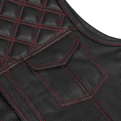 Canyonforge Men's Perforated Low Cut Motorcycle Leather Vest