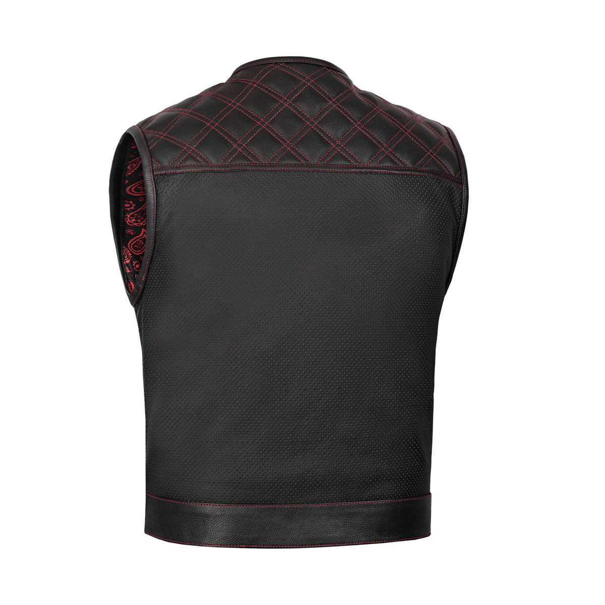 Canyonforge Men's Perforated Low Cut Motorcycle Leather Vest