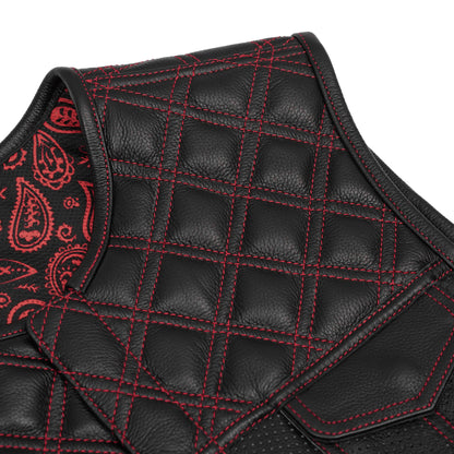 Canyonforge Men's Perforated Low Cut Motorcycle Leather Vest