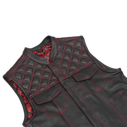 BSM5031 Stonewolf Men's Low Cut Motorcycle Leather Vest