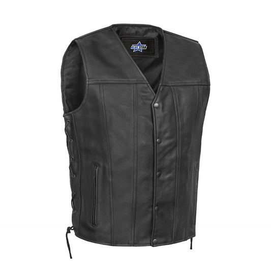 BSM1554 Men's Tall Classic Tapered Bottom Biker Leather Vest