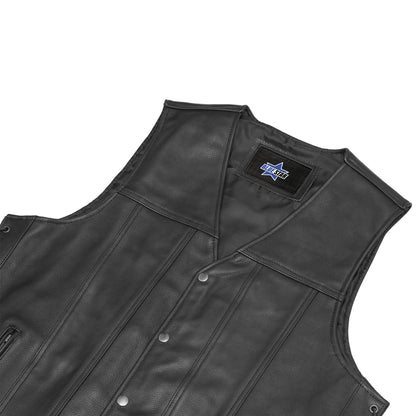 BSM1554 Men's Tall Classic Tapered Bottom Biker Leather Vest
