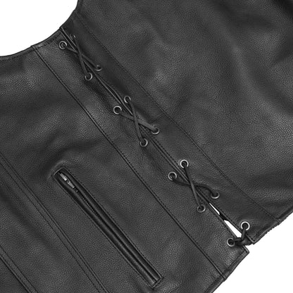 BSM1554 Men's Tall Classic Tapered Bottom Biker Leather Vest