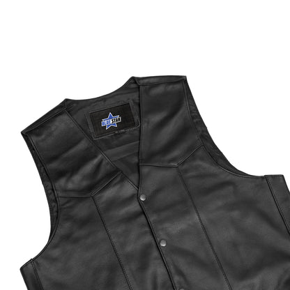 BSM1556 Men's Tall Classic Biker Leather Vest